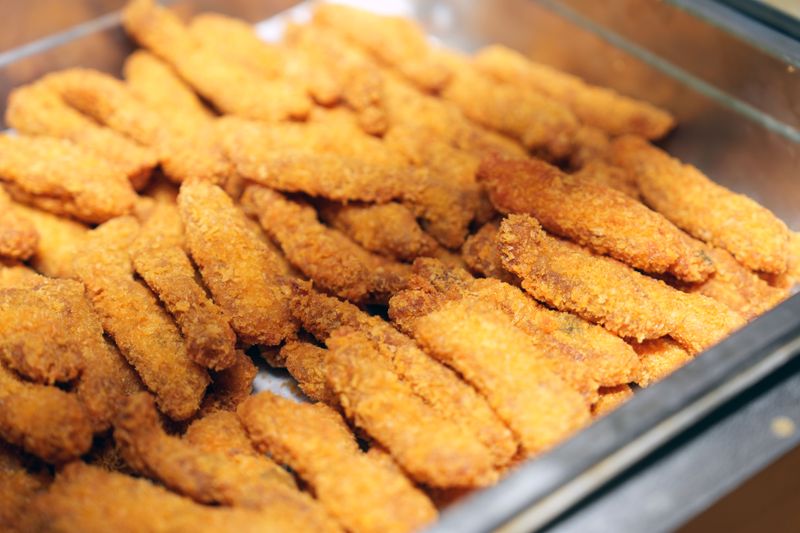 Golden mozzarella sticks starter at Jet's pizza