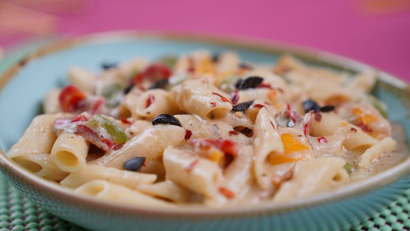 Creamy Fettuccine Alfredo pasta at Jet's pizza
